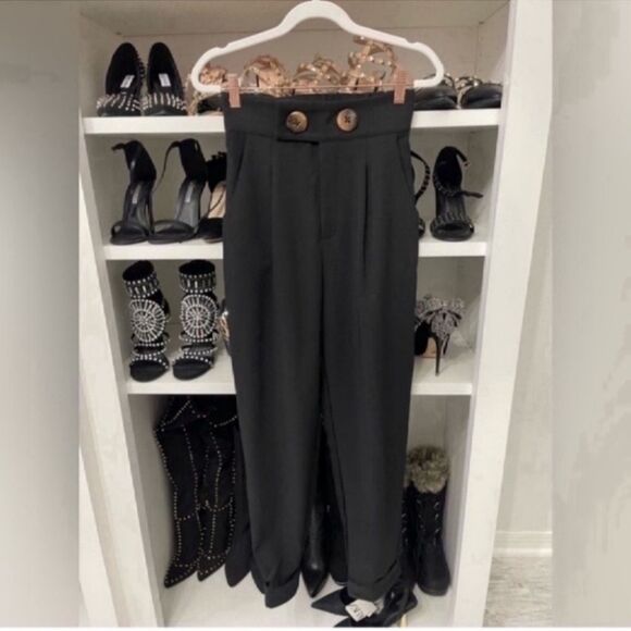 Elegant High Waist Button Detail Suit Pants Size XS - Picture 4 of 11